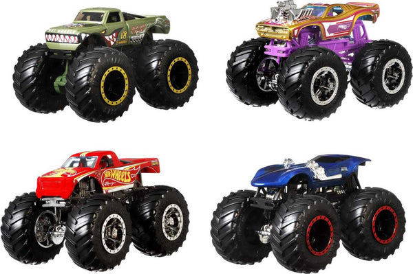 Hot Wheels Monster Trucks 1:64 Scale 4-Pack with Giant Wheels