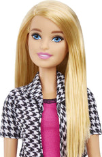 Barbie Interior Designer Doll, Blonde, Pink Dress & Houndstooth Jacket, Prosthetic Leg, Tablet & Design Sheet