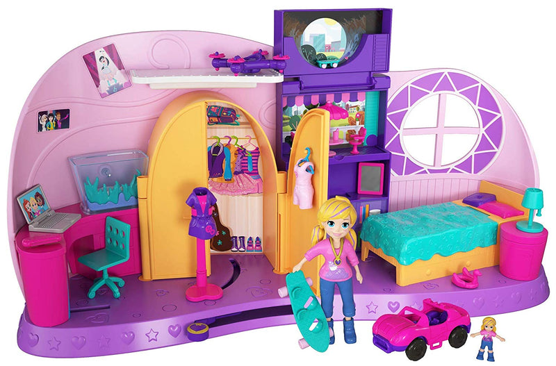 Polly Pocket Go Tiny! Room Playset with Adventure Dolls & Accessories