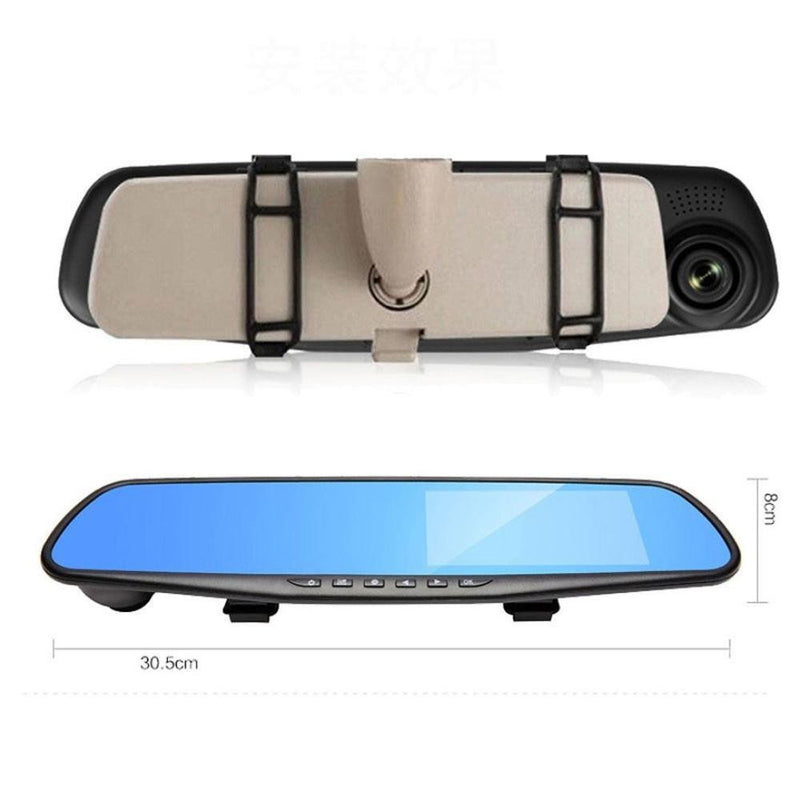 HD 1080P In-Car Rear View Mirror 2.7" Monitor Dash Cam Recorder Camera Dual lens