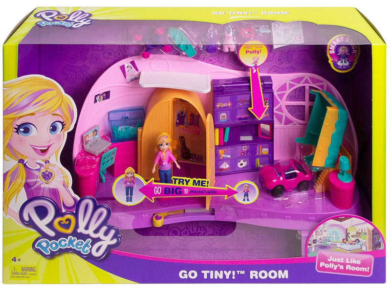 Polly Pocket Go Tiny! Room Playset with Adventure Dolls & Accessories
