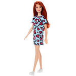 Barbie Doll, Red Hair, Heart-Print Dress and Sneakers