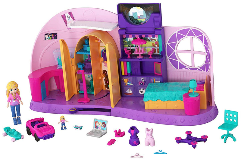 Polly Pocket Go Tiny! Room Playset with Adventure Dolls & Accessories