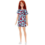 Barbie Doll, Red Hair, Heart-Print Dress and Sneakers