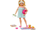 Barbie Spa Doll, Blonde, with Puppy and 9 Accessories, Including Neck Pillow, Rubber Duck and Cucumber Eye Masks