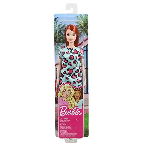 Barbie Doll, Red Hair, Heart-Print Dress and Sneakers