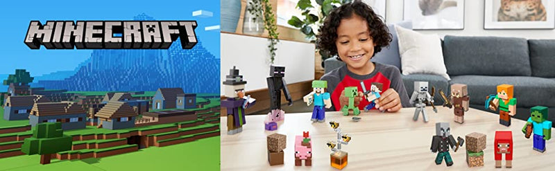 MINECRAFT Craft-A-Block Zombie Figure, Authentic Pixelated Video-Game Characters, Action Toy to Create, Explore and Survive, Collectible Gift for Fans Age 6 Years and Up