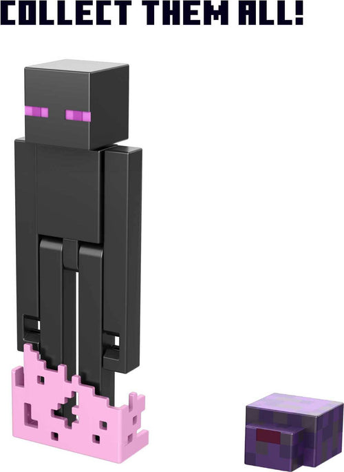 Minecraft Enderman Action Figure, 3.25-in, with 1 Build-a-Portal Piece & 1 Accessory, Building Toy Inspired by Video Game