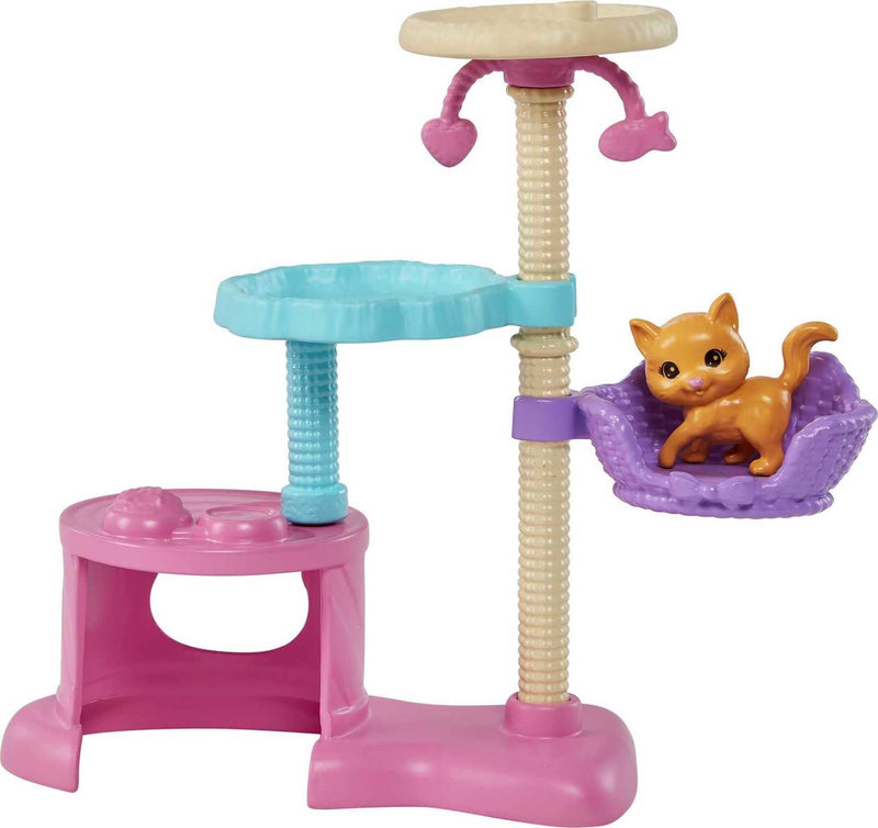 Barbie Kitty Condo Doll and Pets Playset with Barbie Doll (Brunette), 1 Cat, 4 Kittens, Tree & Accessories, Toy for 3 Year Olds & Up
