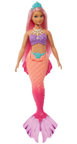 Barbie Dreamtopia Mermaid Doll (Curvy, Pink Hair) with Pink Ombre Mermaid Tail and Tiara