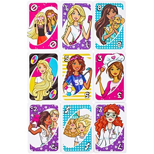 UNO Barbie Card Game for 2 to 10 Players Ages 7 Years and Up