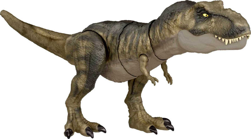 Jurassic World Dominion Dinosaur T Rex Toy, Thrash ‘N Devour Tyrannosaurus Rex Action Figure with Sound and Motion