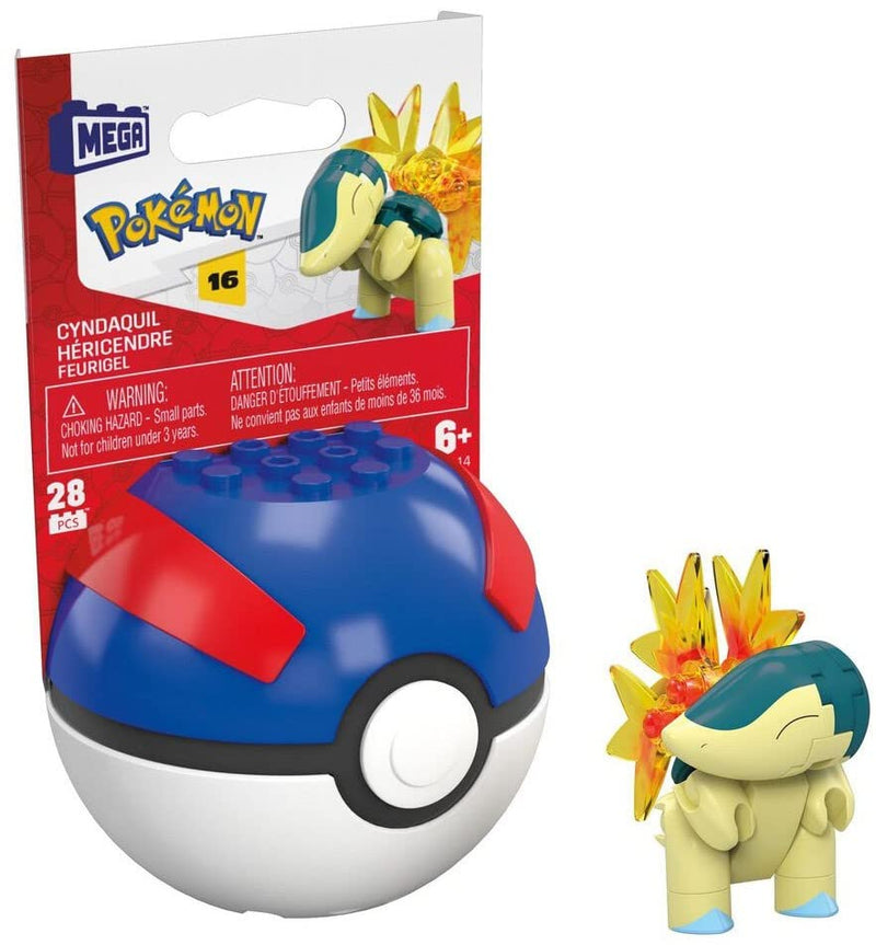 MEGA Pokemon Cyndaquil Building Set with 28 Compatible Bricks and Pieces and Poke Ball,