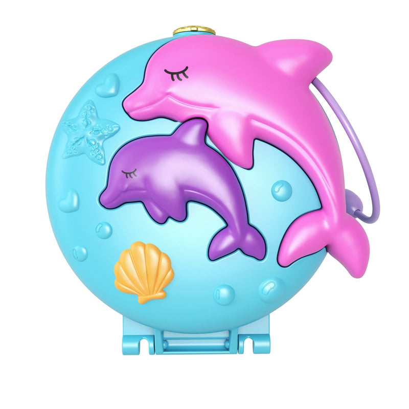 Polly Pocket Dolphin Beach Compact, Beach-Adventure Theme with Micro Polly & Mermaid Doll