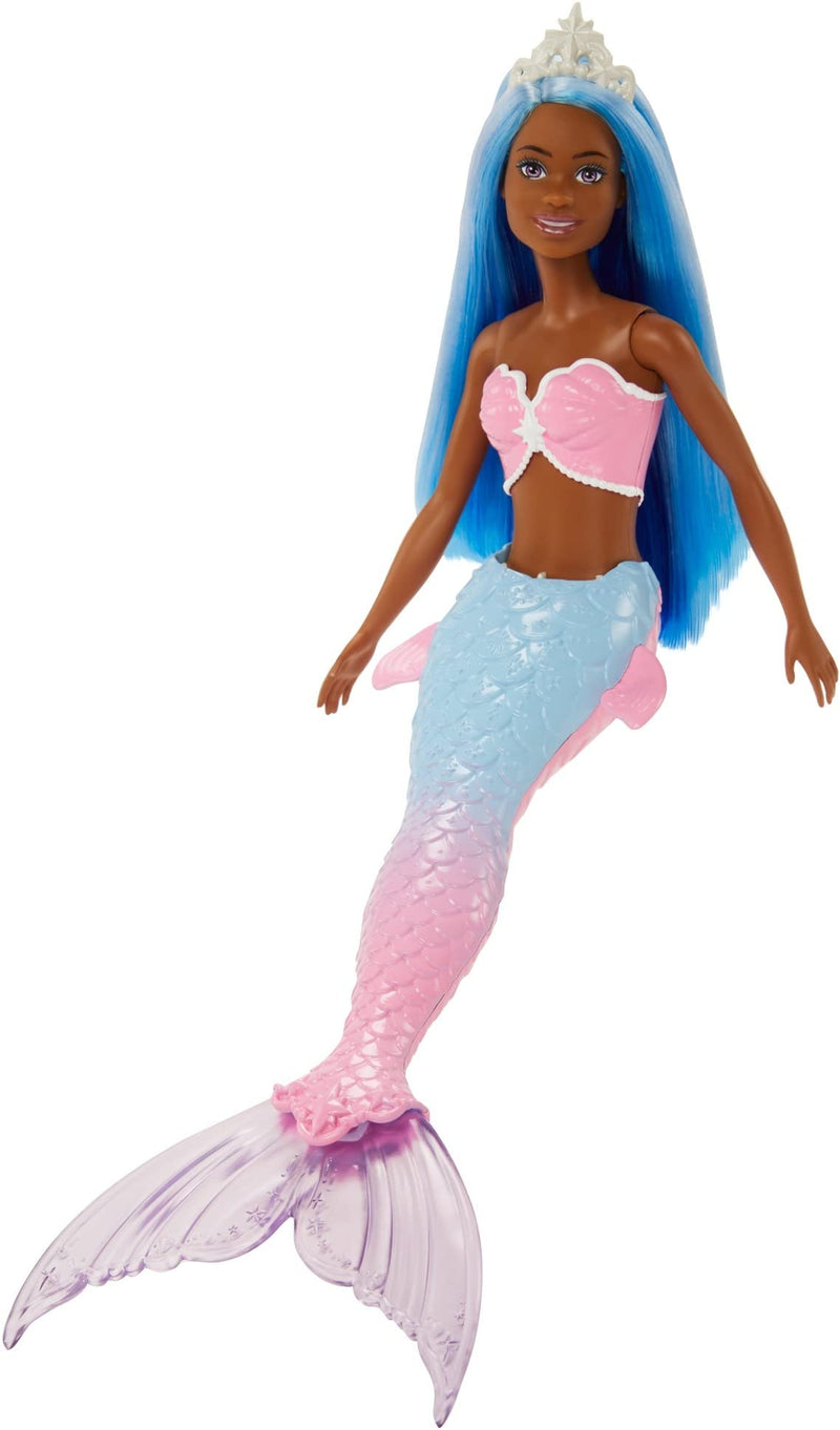 Barbie Dreamtopia Mermaid Doll (Blue Hair) with Pink & Blue Ombre Mermaid Tail and Tiara