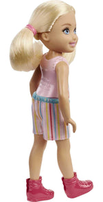 Barbie Chelsea Doll (6-inch Blonde) Wearing Skirt with Striped Print and Pink Boots