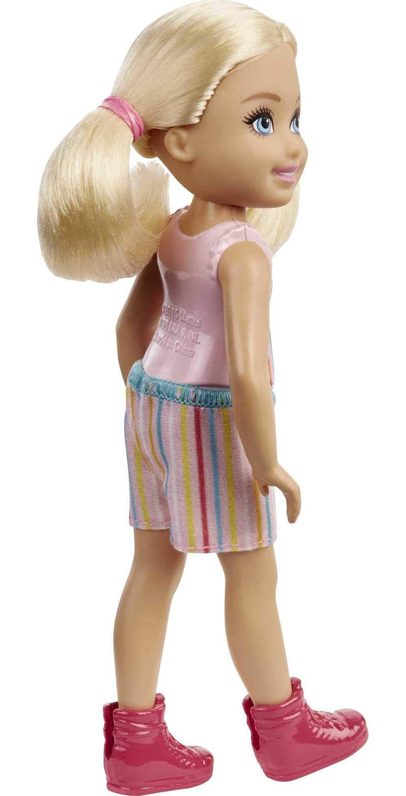 Barbie Chelsea Doll (6-inch Blonde) Wearing Skirt with Striped Print and Pink Boots