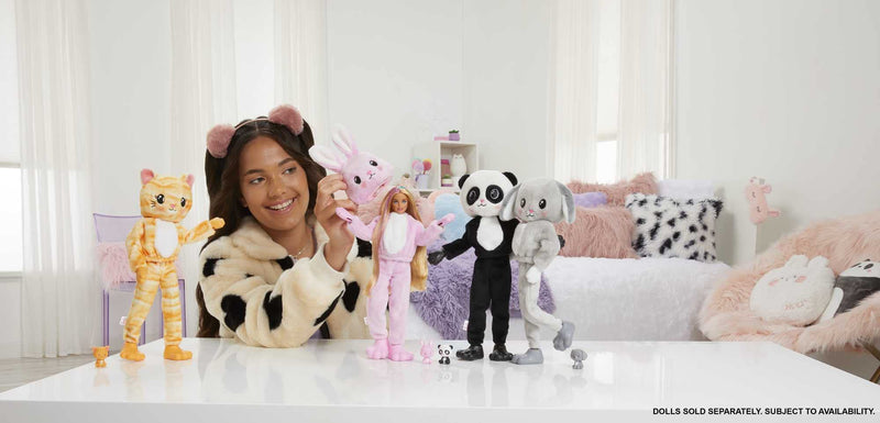 Barbie Cutie Reveal Doll with Panda Plush Costume & 10 Surprises Including Mini Pet & Color Change