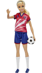 Barbie Soccer Doll, Blonde Ponytail, Colorful #9 Uniform, Soccer Ball, Cleats, Tall Socks