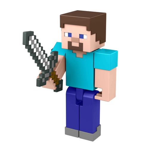 Minecraft Steve Action Figure, 3.25-in, with 1 Build-a-Portal Piece & 1 Accessory, Building Toy Inspired by Video Game