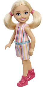 Barbie Chelsea Doll (6-inch Blonde) Wearing Skirt with Striped Print and Pink Boots