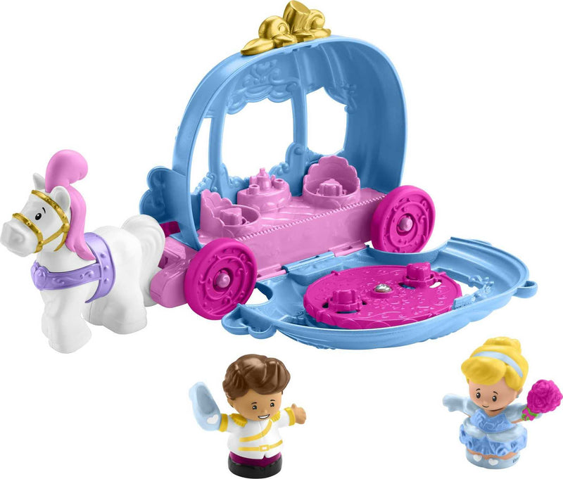 Disney Princess Cinderella’s Dancing Carriage by Little People, Toddler Toys, Transforming Carriage Vehicle and playset with Horse and Figures