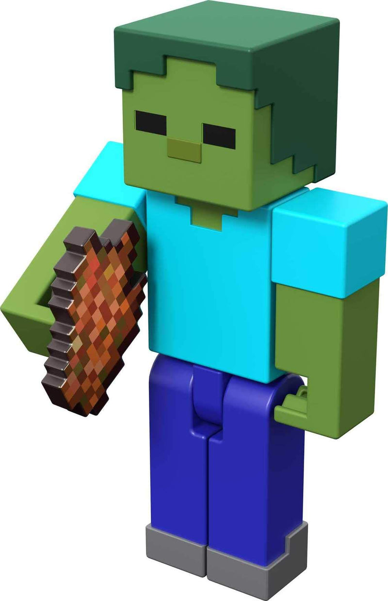 MINECRAFT Craft-A-Block Zombie Figure, Authentic Pixelated Video-Game Characters, Action Toy to Create, Explore and Survive, Collectible Gift for Fans Age 6 Years and Up