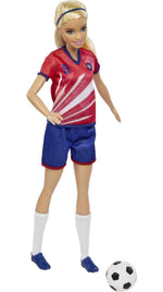 Barbie Soccer Doll, Blonde Ponytail, Colorful #9 Uniform, Soccer Ball, Cleats, Tall Socks