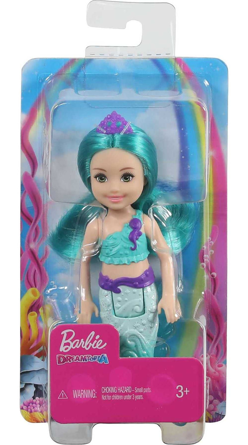 Barbie Dreamtopia Chelsea Mermaid Doll, 6.5-inch with Teal Hair and Tail