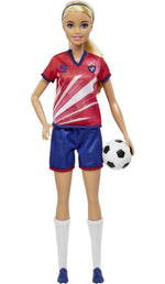 Barbie Soccer Doll, Blonde Ponytail, Colorful #9 Uniform, Soccer Ball, Cleats, Tall Socks