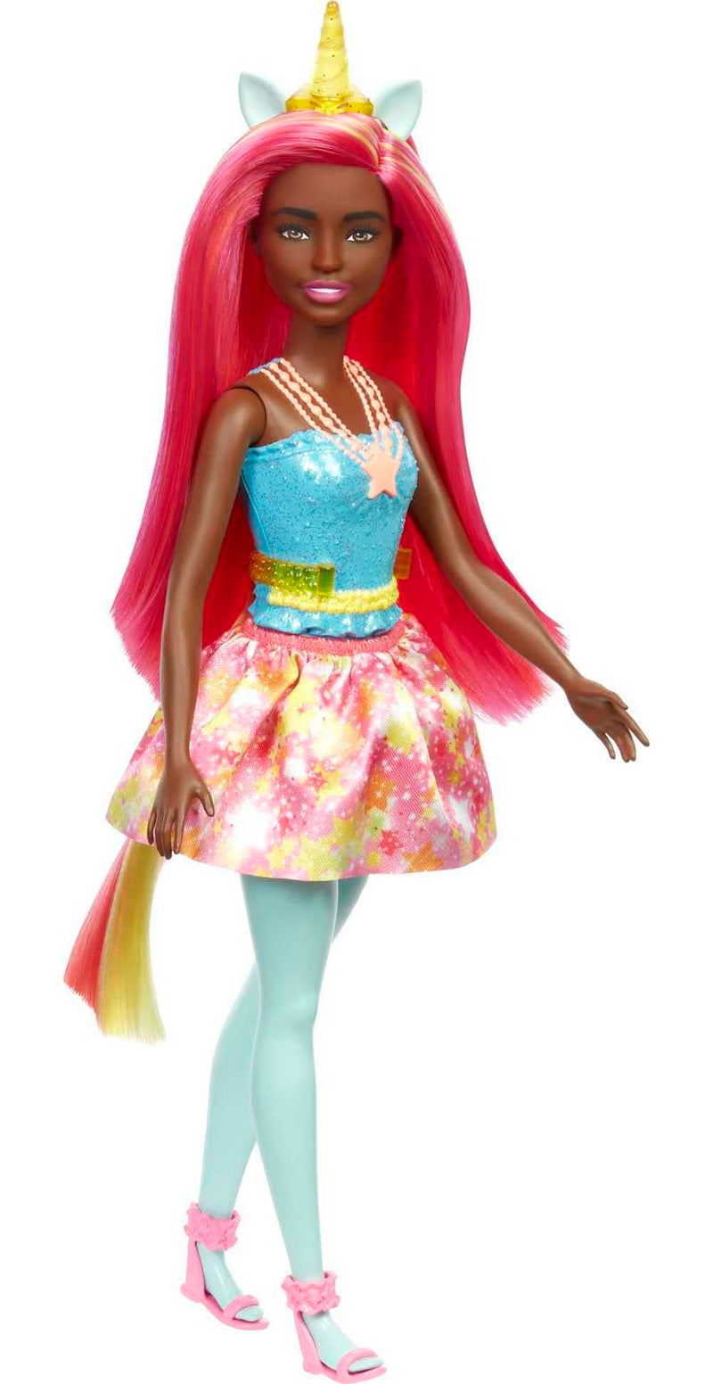 Barbie Dreamtopia Unicorn Doll (Pink & Yellow Hair), with Skirt, Removable Unicorn Tail & Headband