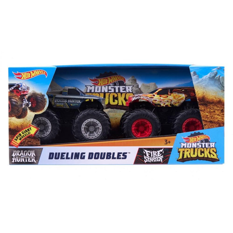 Hot Wheels Monster Trucks Dueling Doubles 2 Pack Dragon Hunter Vs Fire Starter
