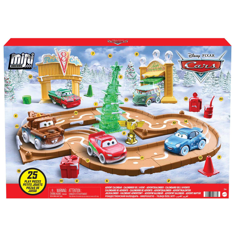 Disney and Pixar Cars Toys Mini Racers Advent Calendar with 5 Toy Cars, Track Pieces and Mini-Toy Accessories