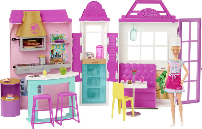Barbie Cook ‘n Grill Restaurant Playset with Barbie Doll 30+ Pieces & 6 Play Areas