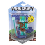 Minecraft Drowned Zombie 3.25" scale Video Game Authentic Action Figure with Accessory and Craft-a-block