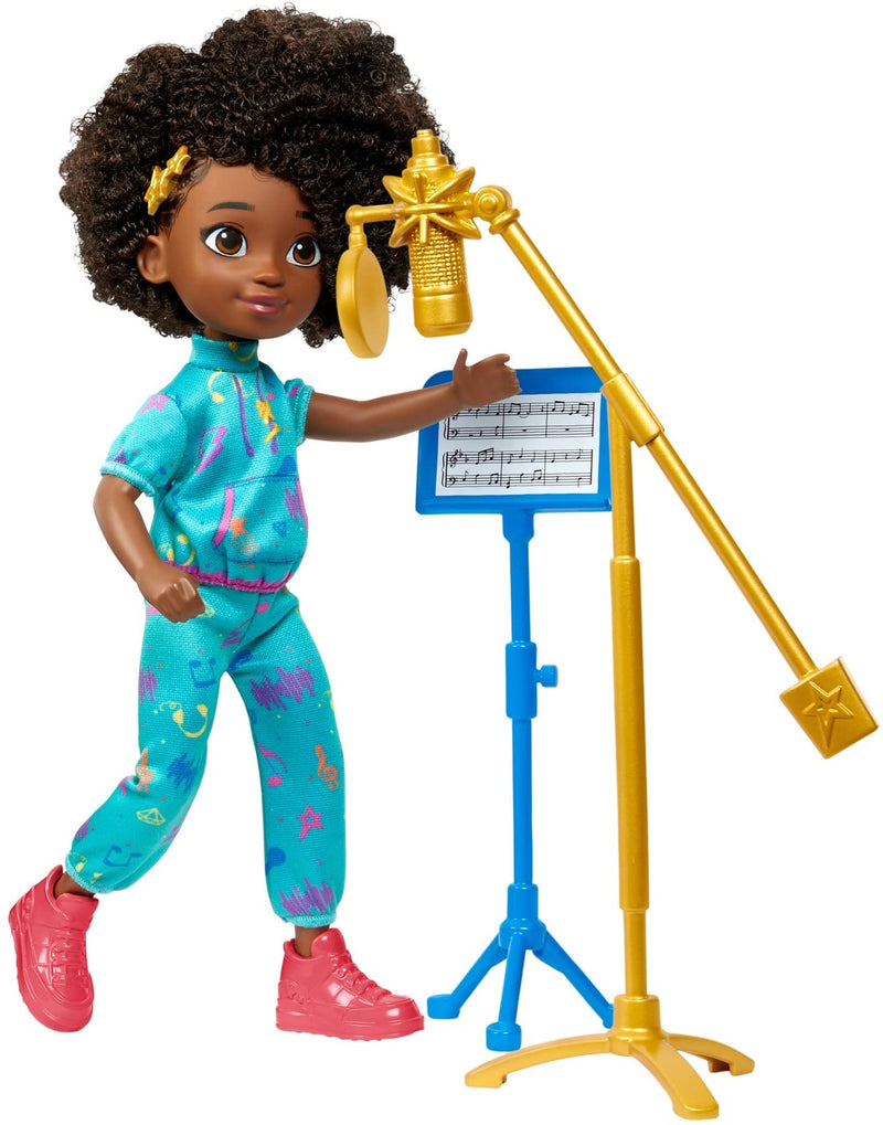 Karma’s World Making Rhymes Recording Studio 13-Piece Playset with Karma Doll (8.7-in), Mixing Booth, Guitar, Collectible Record, & More