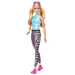 Barbie Fashionistas Doll #158, Long Blonde Pigtails Wearing Teal Sport Top, Patterned Leggings, Pink Sneakers & Sunglasses