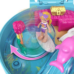 Polly Pocket Dolphin Beach Compact, Beach-Adventure Theme with Micro Polly & Mermaid Doll