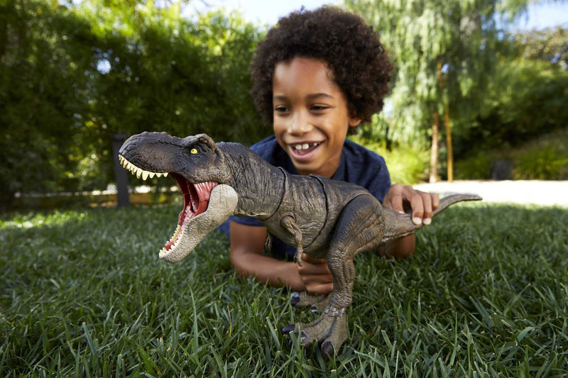 Jurassic World Dominion Dinosaur T Rex Toy, Thrash ‘N Devour Tyrannosaurus Rex Action Figure with Sound and Motion