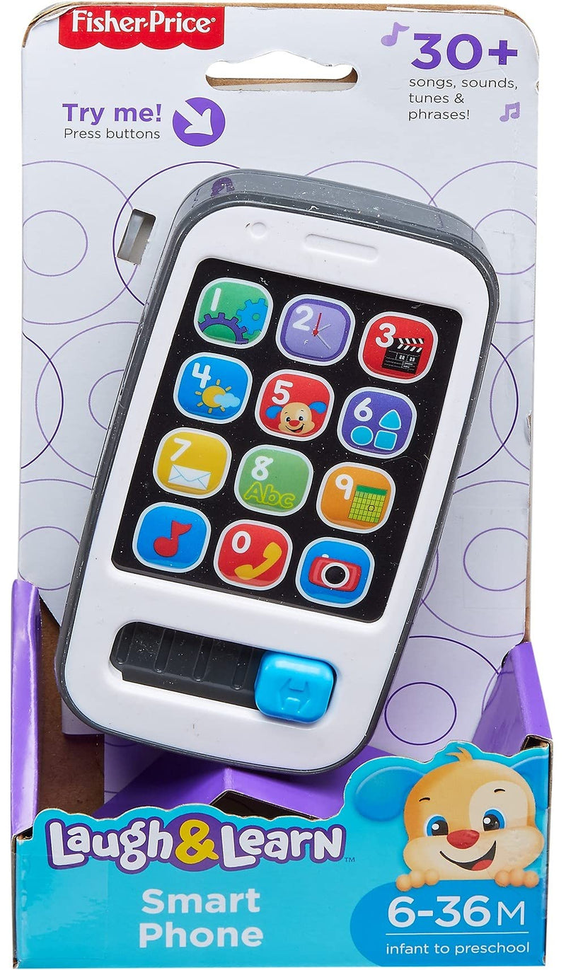 Fisher-Price Laugh & Learn Smart Phone Gray, Light-up Musical Pretend Phone for Infants and Toddlers