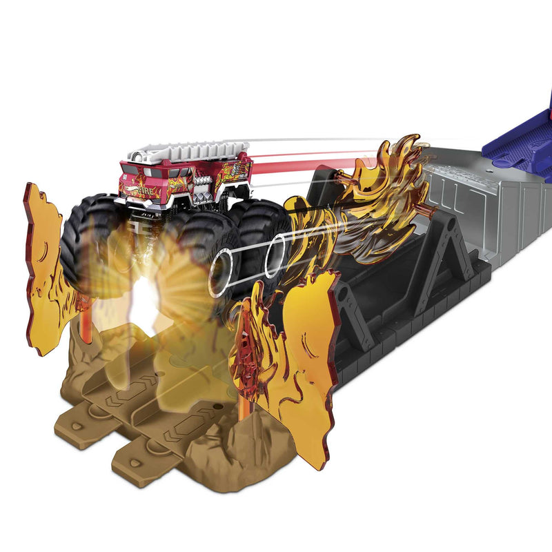 Hot Wheels Monster Trucks Fire Through Hero Playset
