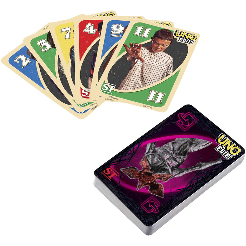 UNO FLIP! Stranger Things Card Game with Double-Sided Deck, Collectible Gift for Kid, Family & Adult Game Night