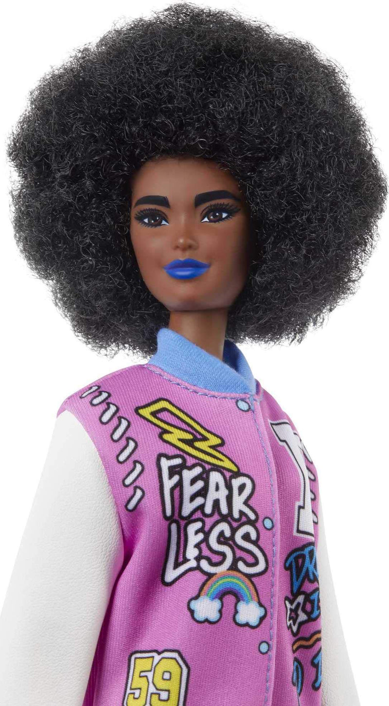 Barbie Fashionistas Doll #156 with Brunette Afro & Blue Lips