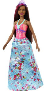 Barbie Dreamtopia Princess Doll, 12-inch, Brunette with Pink Hairstreak Wearing Blue Skirt and Tiara