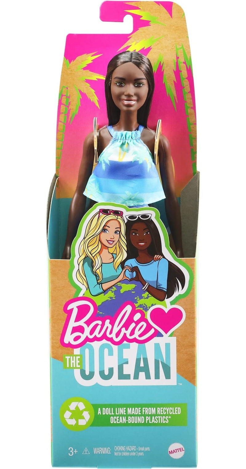 Barbie Loves The Ocean Beach-Themed Doll (11.5-inch Brunette), Made from Recycled Plastics