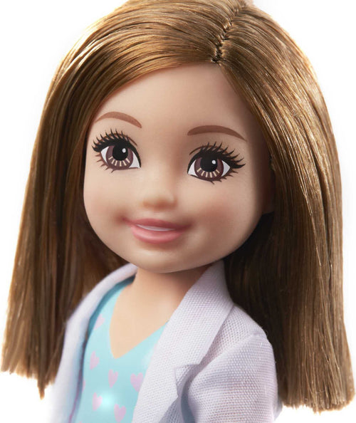 Barbie Chelsea Can Be Playset with Brunette Chelsea Doctor Doll (6-in), Clipboard, EKG Reader, Band-aid Stickers,2 Medical Tools, Teddy Bear