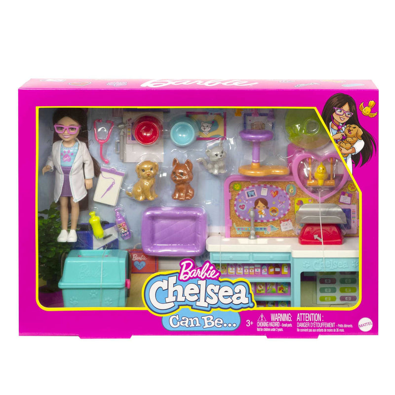 Barbie Chelsea Doll and Accessories, Pet Vet Playset with Doll