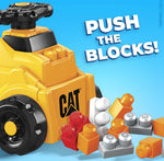 Mega Bloks CAT Build 'n Play Ride-On Building Set, 10 Big Building Blocks and 1 Ride-one Vehicle with Free-Spinning Steering Wheel and 4 Building Surfaces
