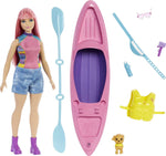 Barbie It Takes Two Camping Playset with Daisy Doll (Curvy with Pink Hair, 11.5 in), Pet Puppy, Kayak & Camping Accessories