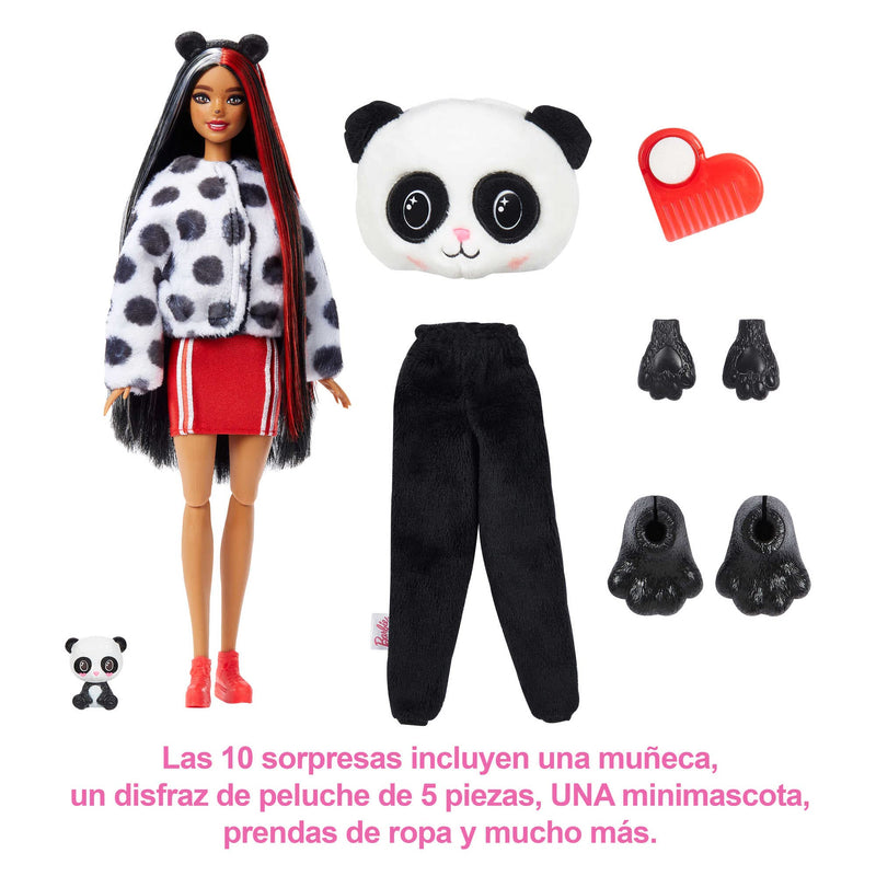 Barbie Cutie Reveal Doll with Panda Plush Costume & 10 Surprises Including Mini Pet & Color Change